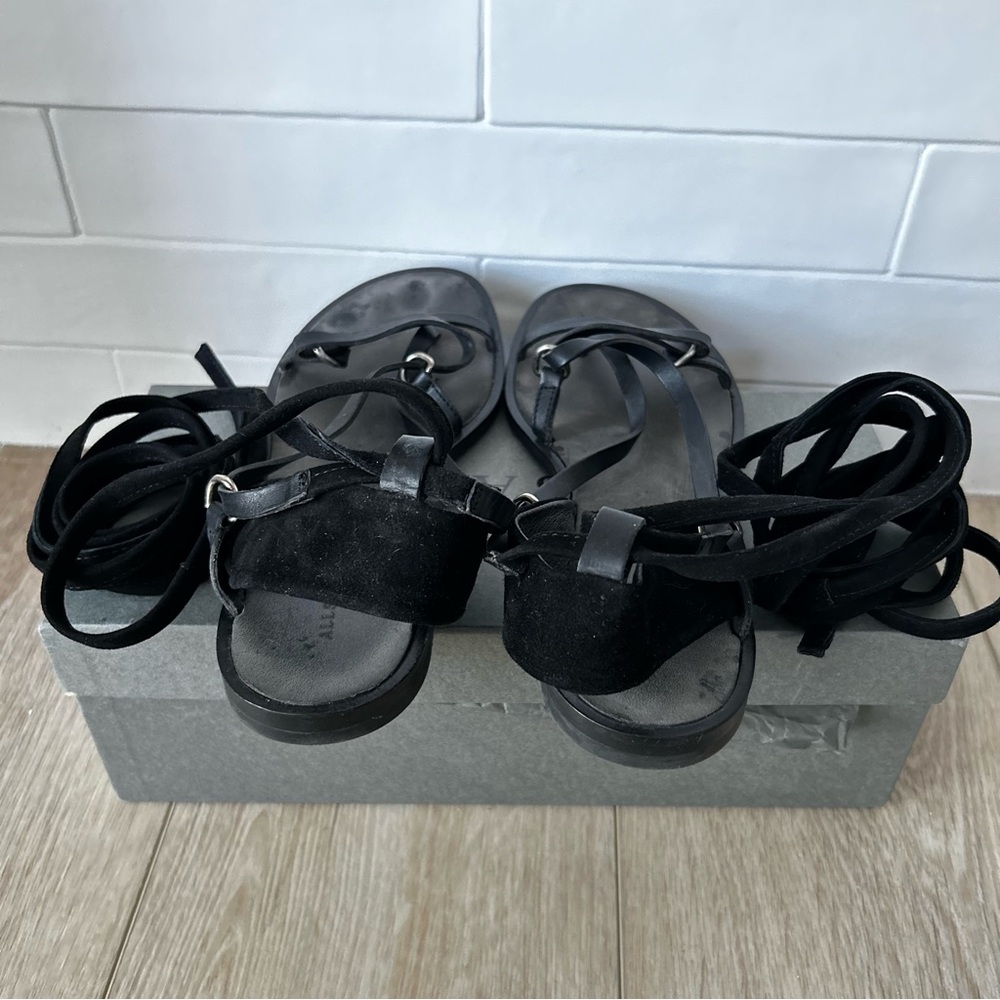 All Saints Leather Black Strappy Sandals - Picture 2 of 5